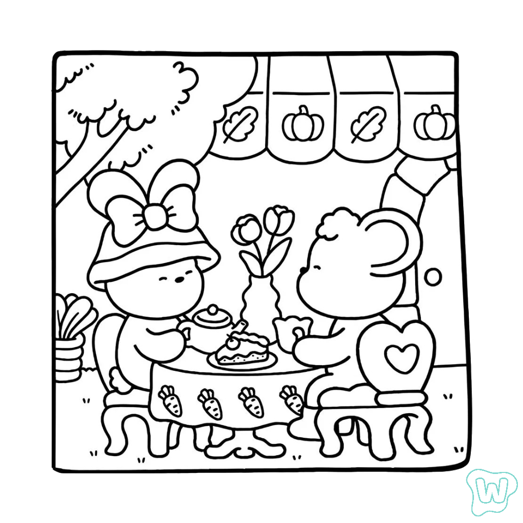 Cute Coloring Pages Cozy Friends Cute Coloring Pages Cozy Friends