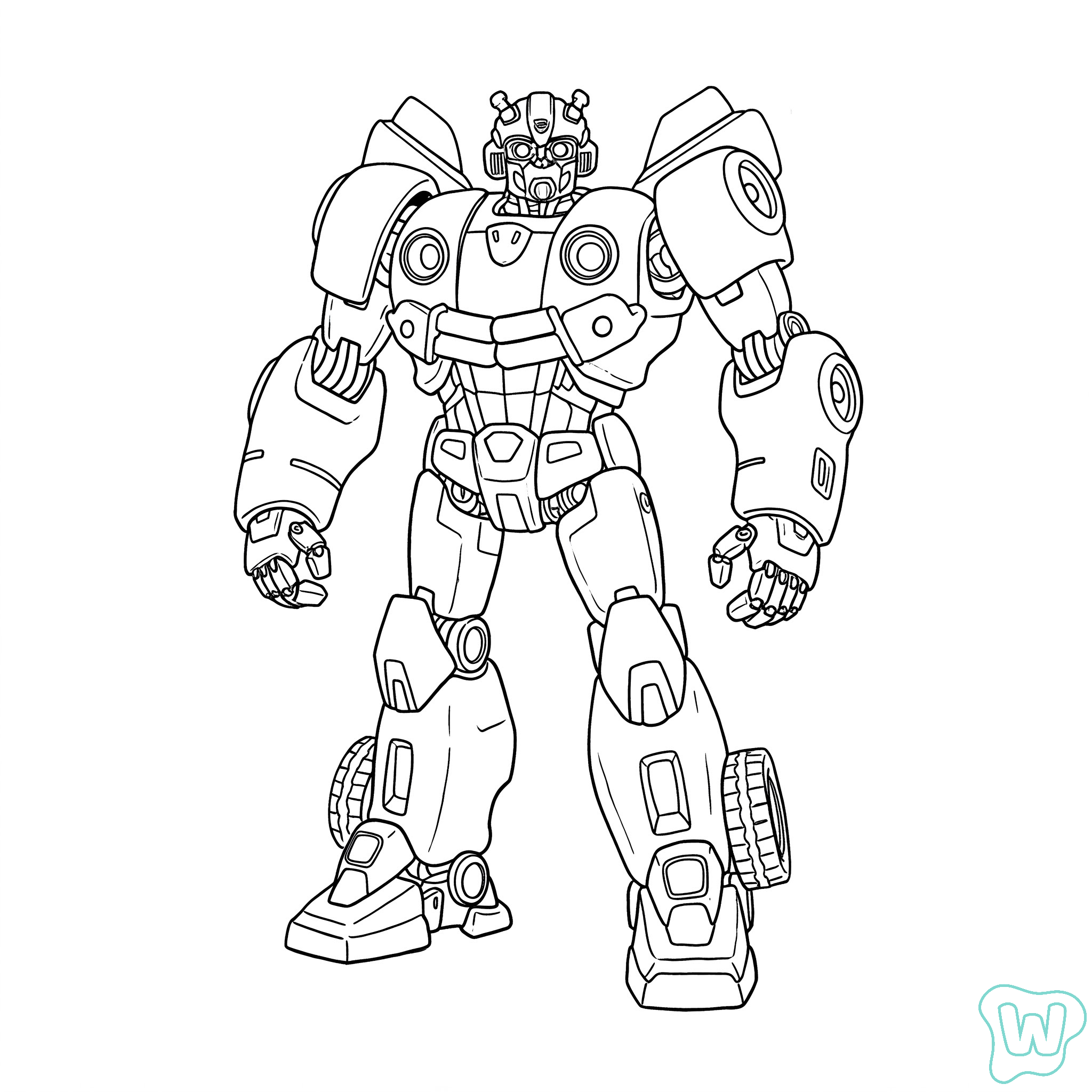 páginas para colorear detalladas de Bumblebee en modo robot