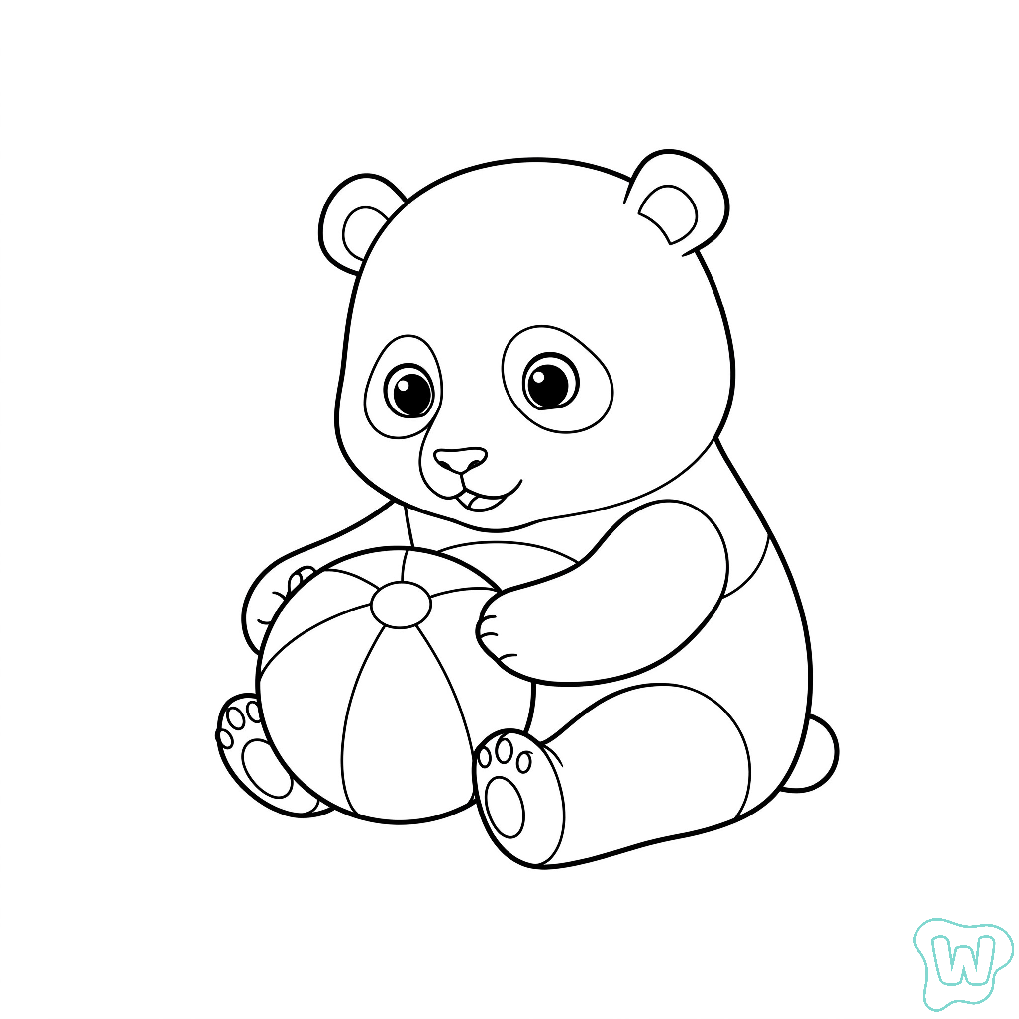Osos Panda bebé jugando con una pelota imprimir PDF gratis