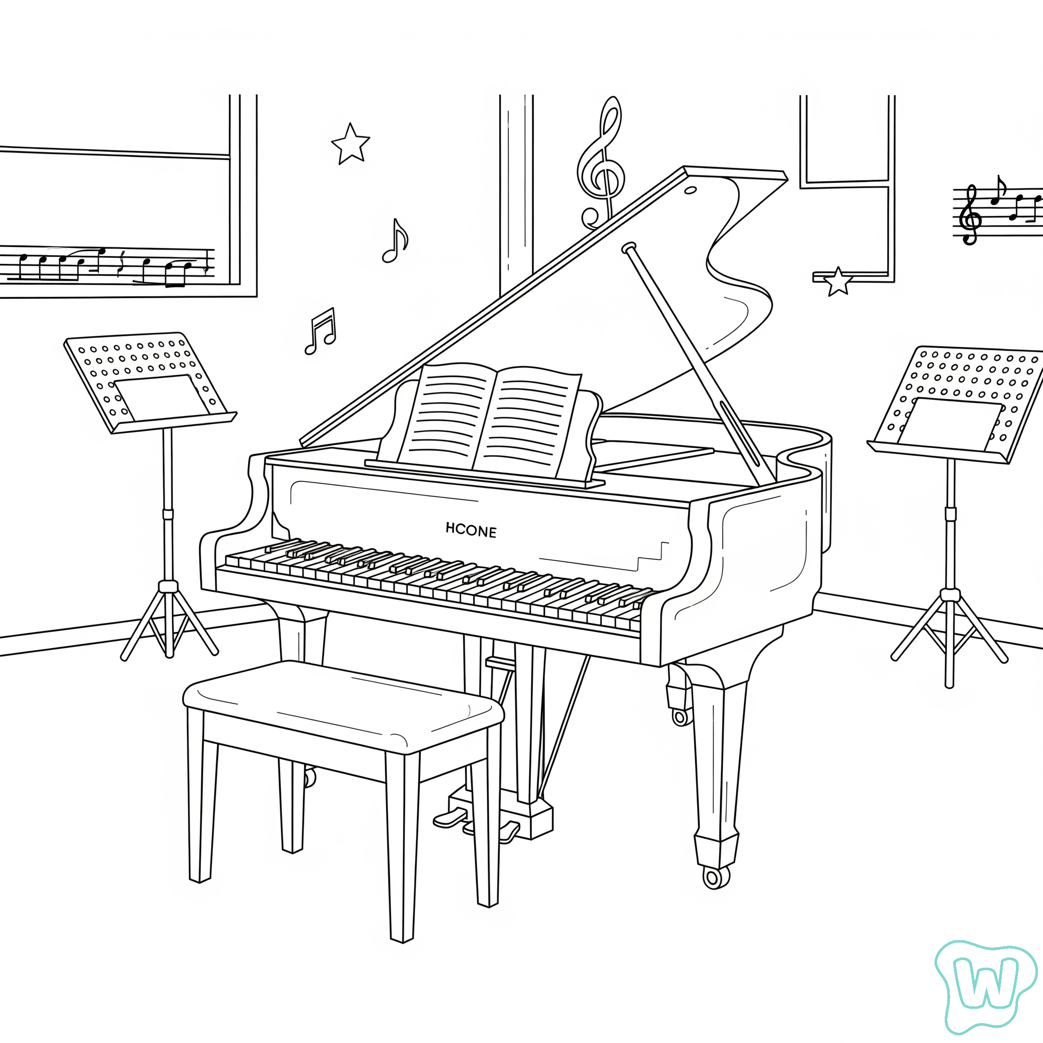25 Piano Coloring Pages Free Printable PDF