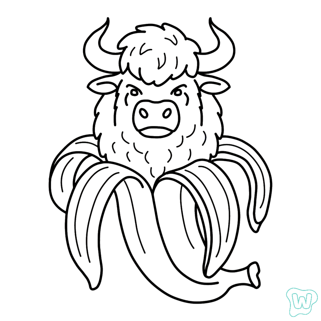 páginas para colorear lindas y fáciles de Bulliccinni Bananini