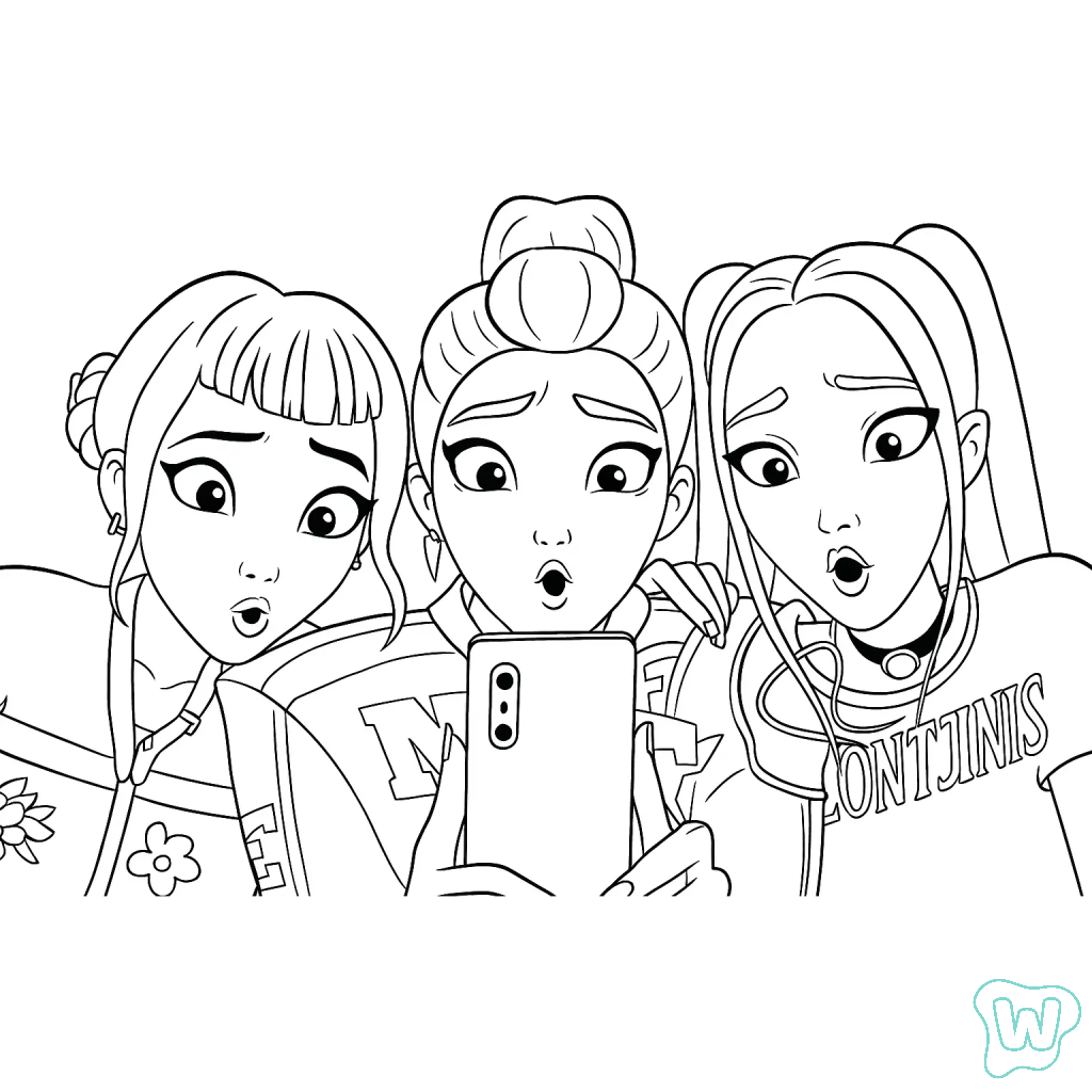 páginas para colorear lindas y fáciles de KPop Demon Hunters