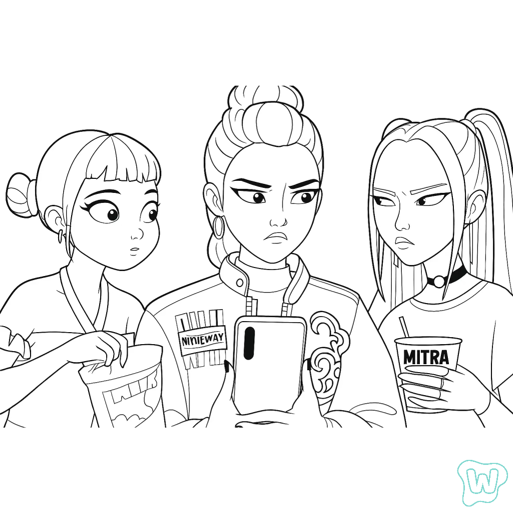 KPop Demon Hunters páginas para colorear fáciles