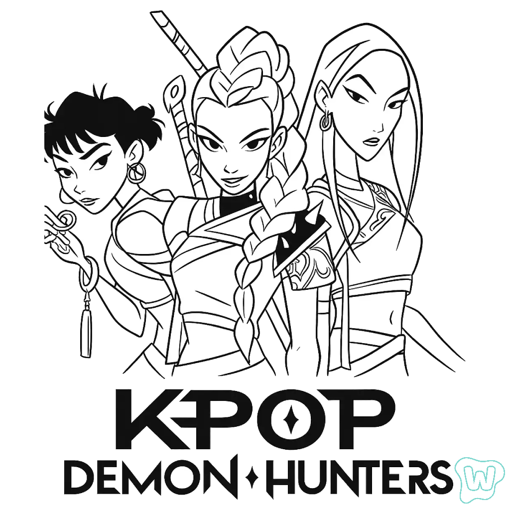 KPop Demon Hunters páginas para colorear imprimibles