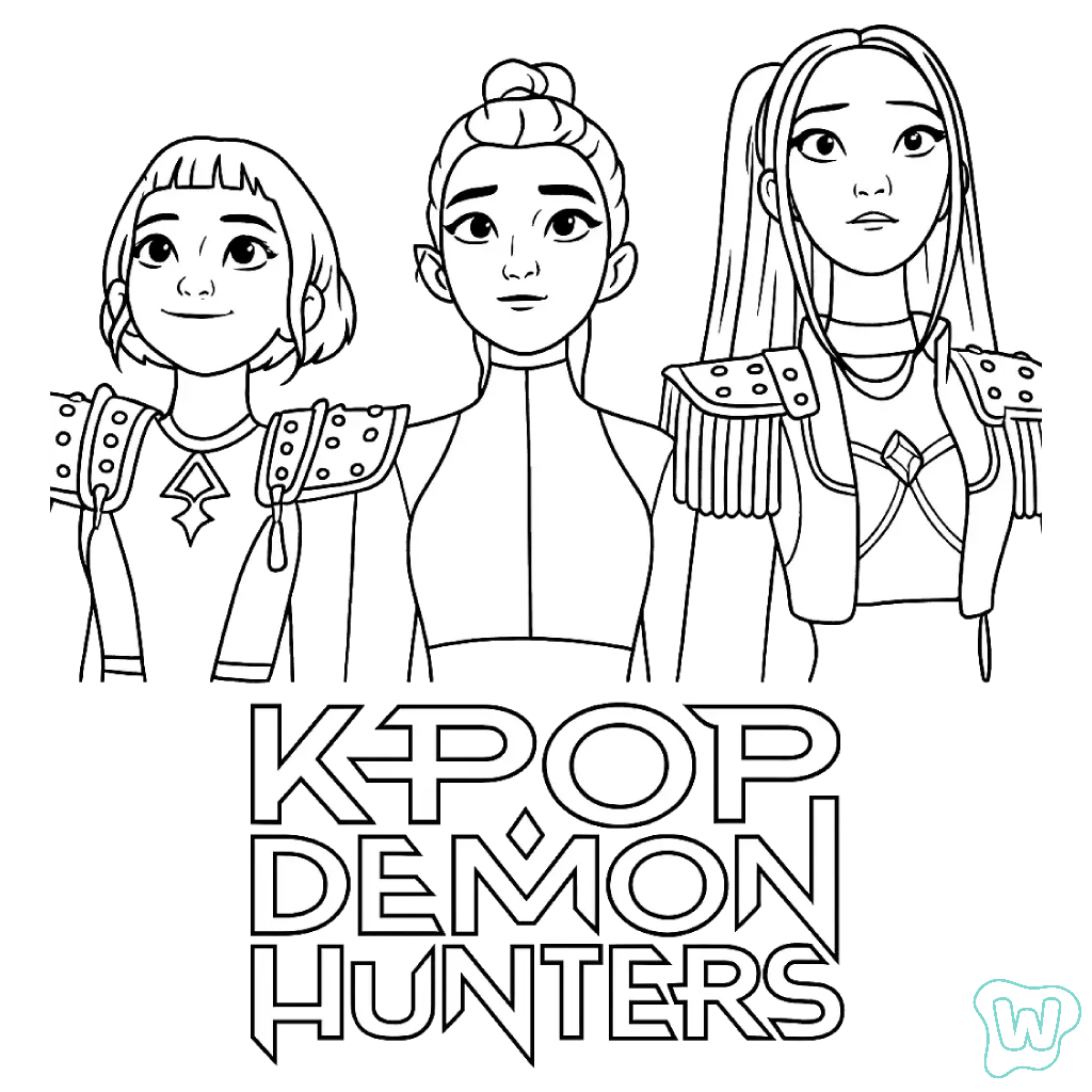 páginas para colorear gratis KPop Demon Hunters para adultos