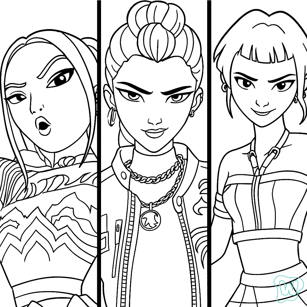 KPop Demon Hunters páginas para colorear para adultos pdf