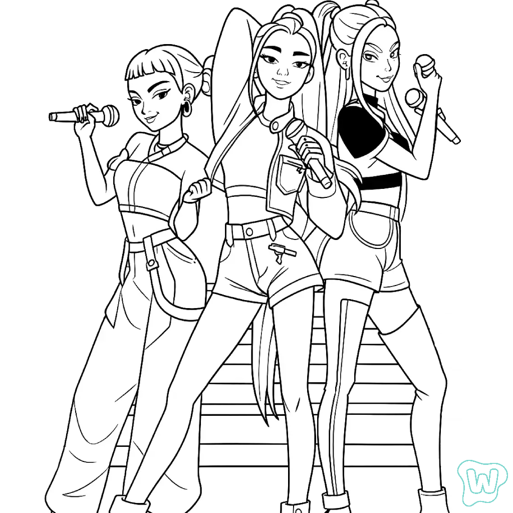 páginas para colorear gratis KPop Demon Hunters pdf
