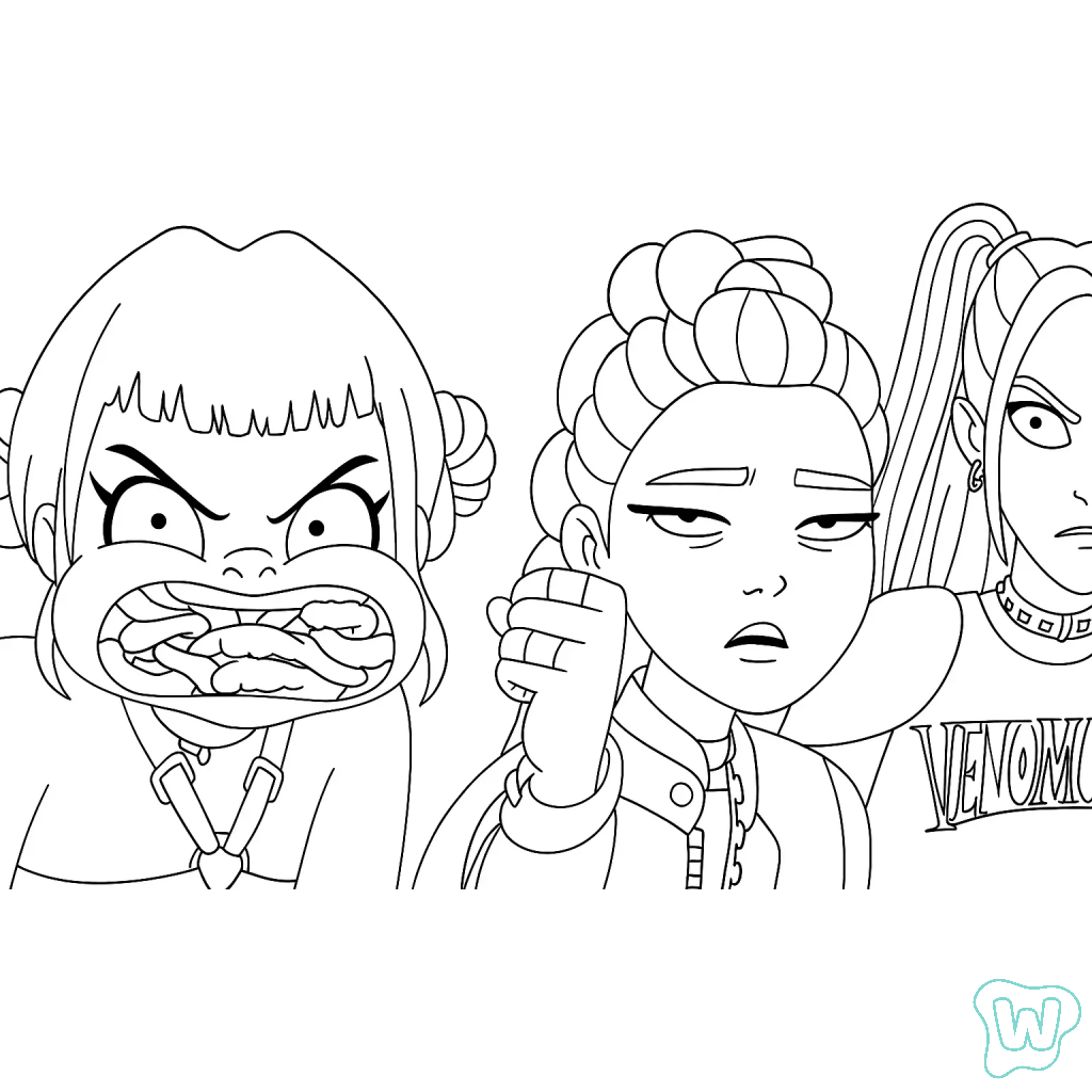 páginas para colorear kawaii lindas KPop Demon Hunters