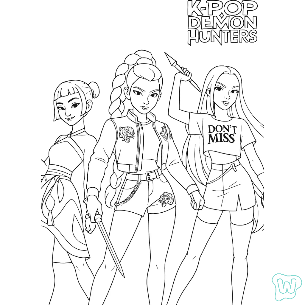 KPop Demon Hunters páginas para colorear para adultos fáciles