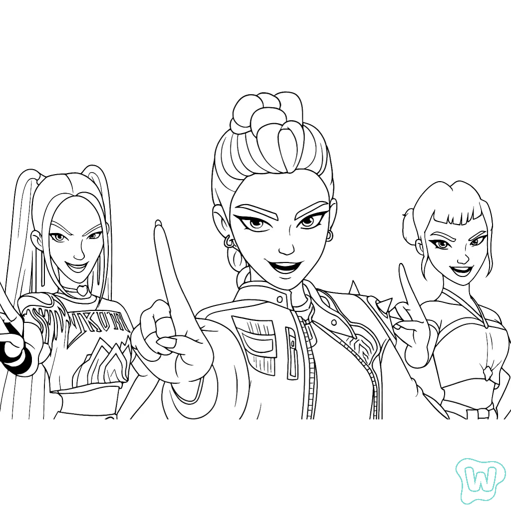 páginas para colorear KPop Demon Hunters imprimibles gratis 1