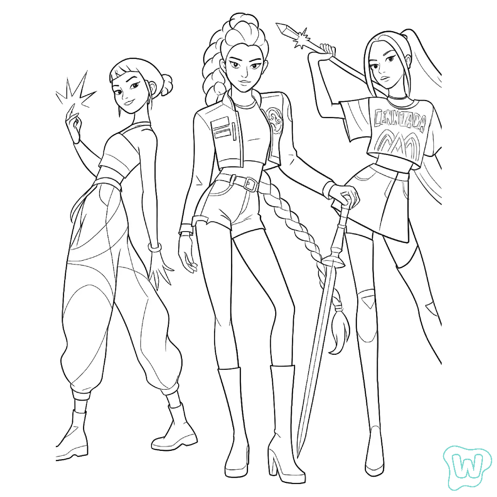 páginas para colorear gratis KPop Demon Hunters