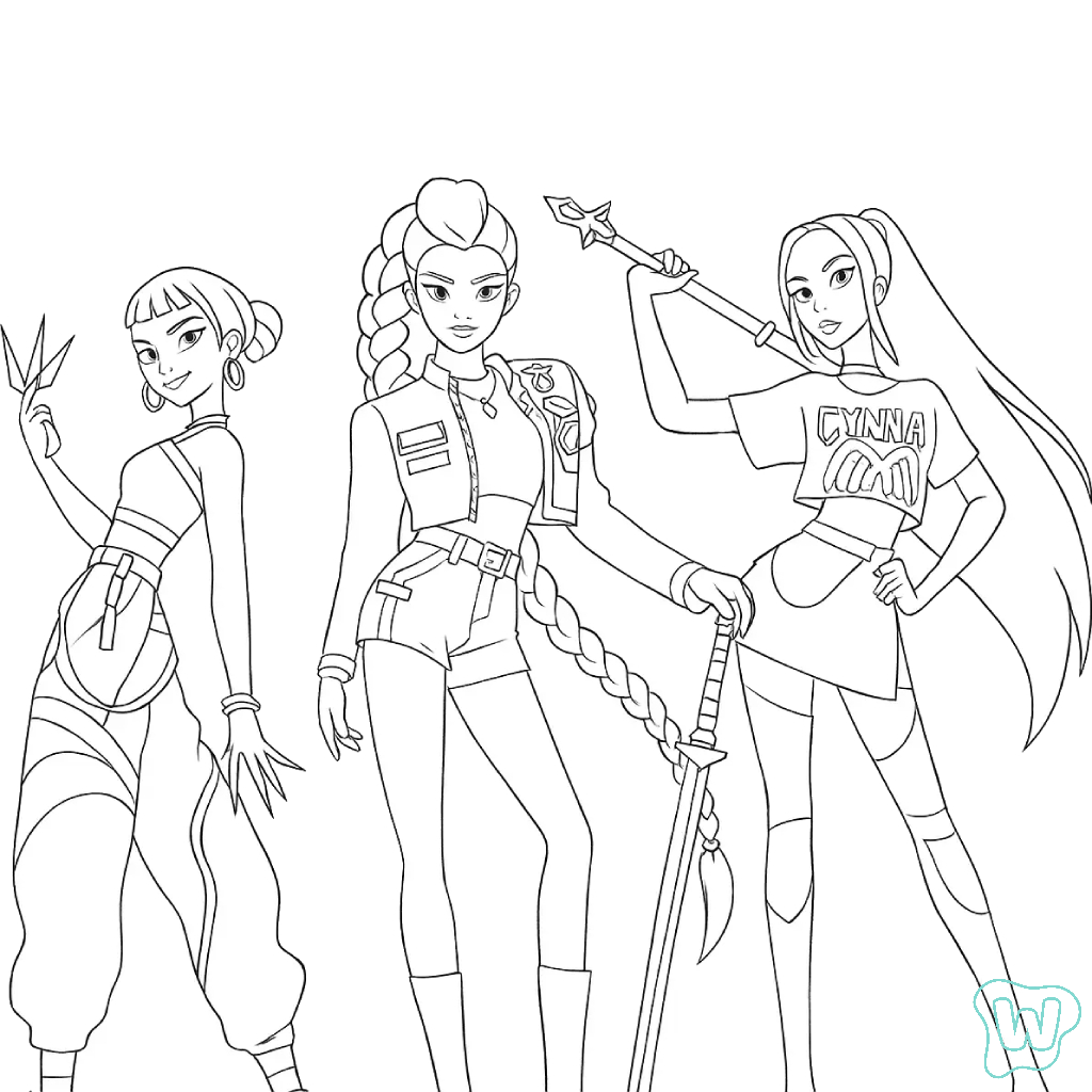 páginas para colorear gratis para adultos KPop Demon Hunters