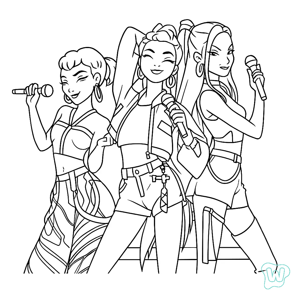 KPop Demon Hunters páginas para colorear para adultos
