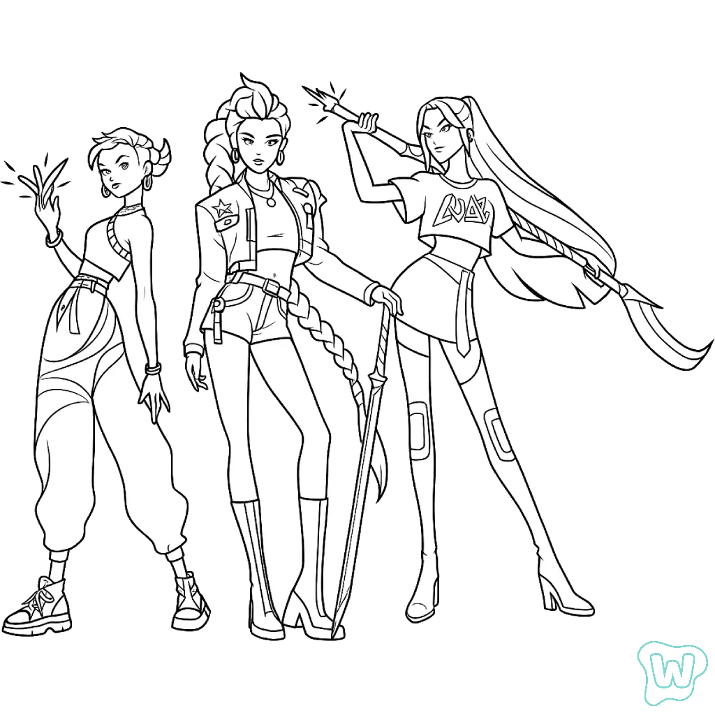 KPop Demon Hunters colorear y Imprimir PDF gratis 1