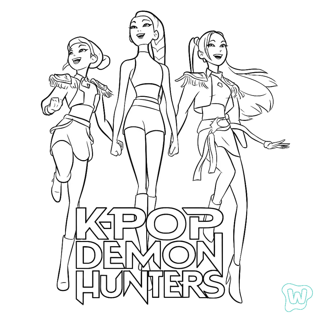 KPop Demon Hunters páginas para colorear imprimibles 2