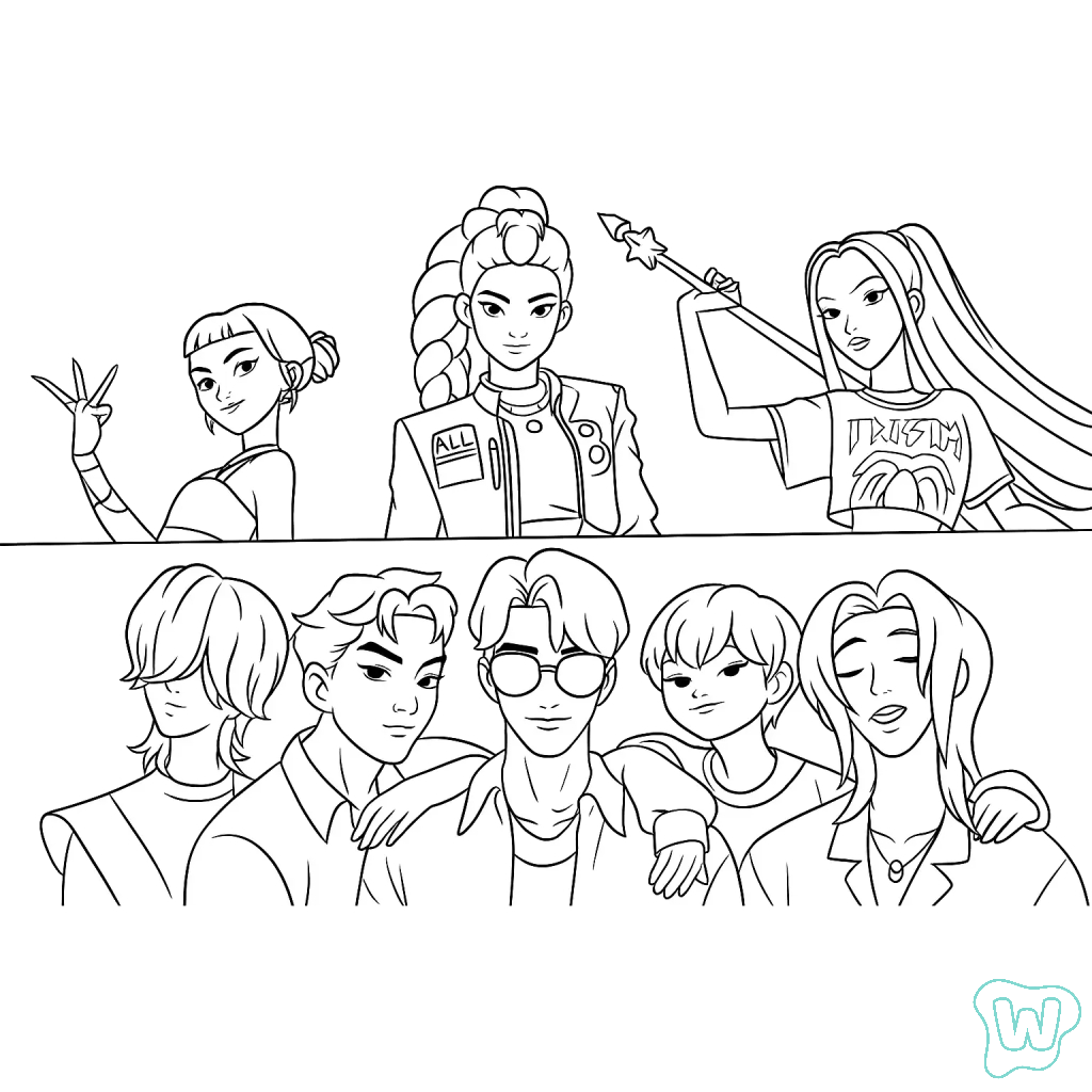 para colorear KPop Demon Hunters 2