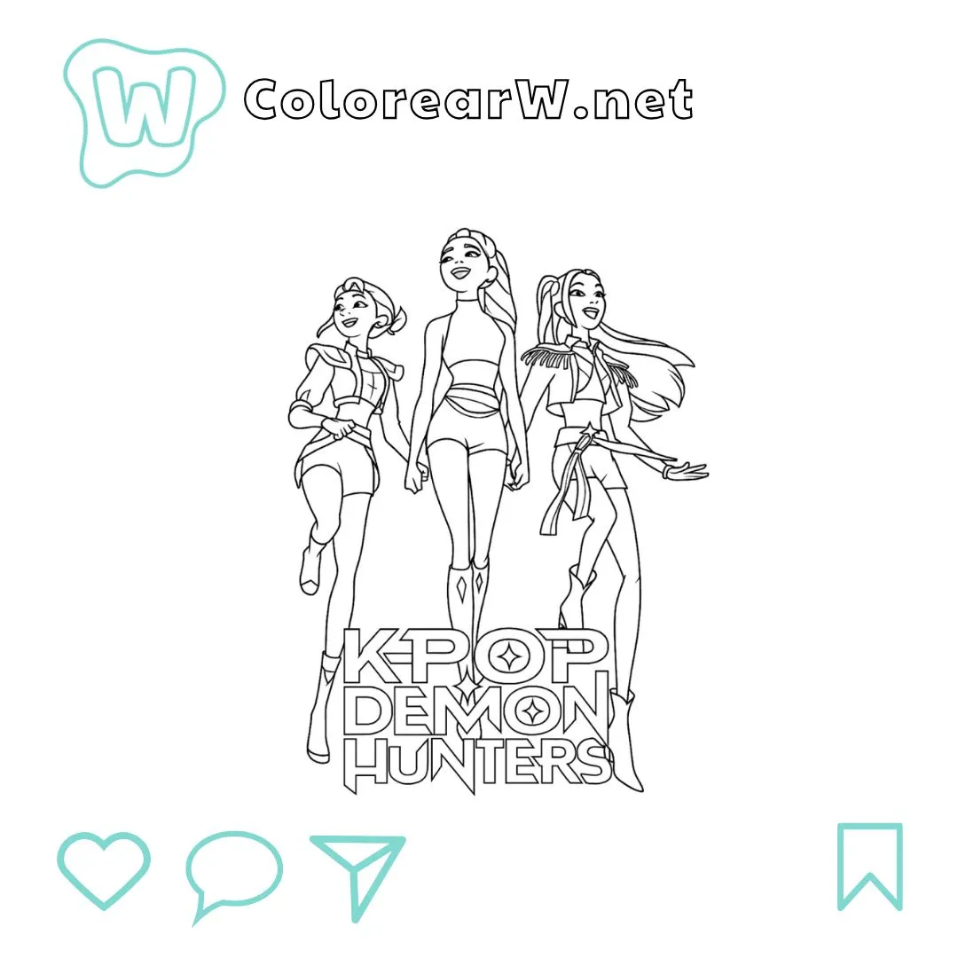 KPop Demon Hunters para colorear (PDF para imprimir gratis) thumbnail