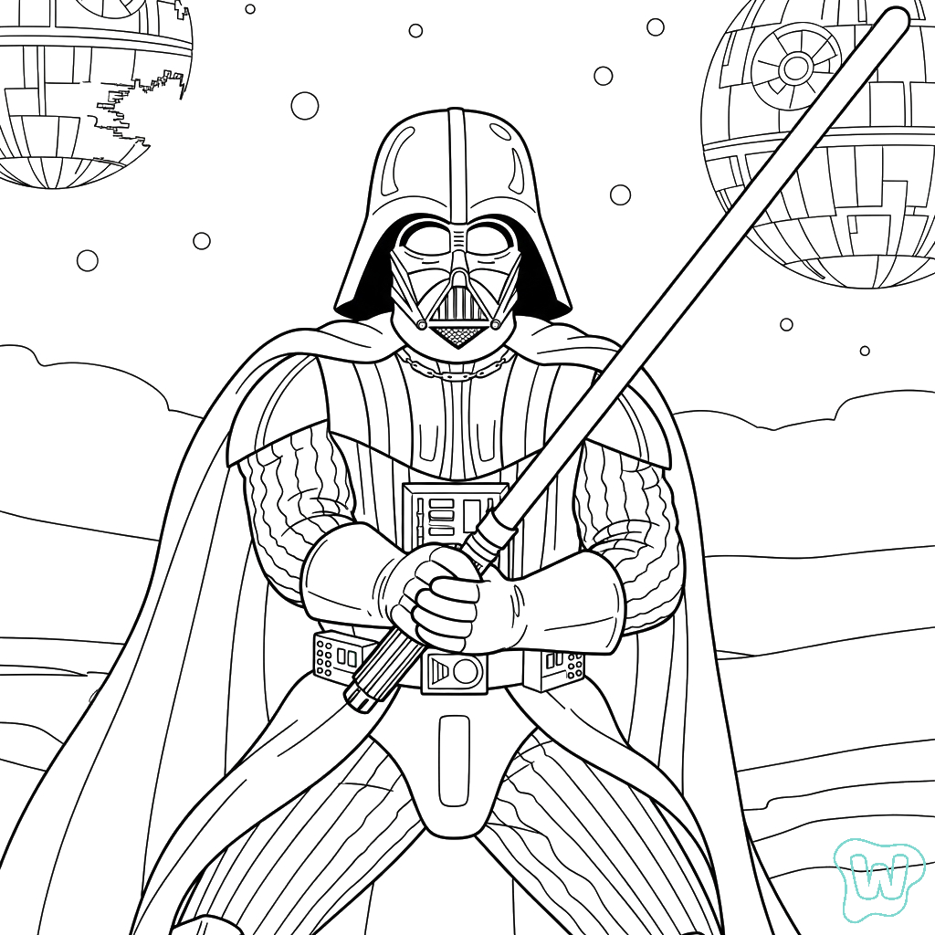 páginas para colorear para adultos Darth Vader