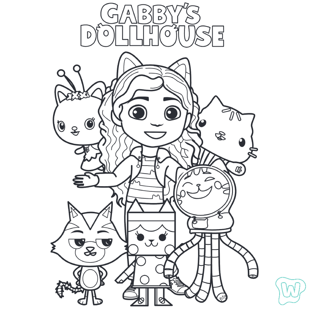 páginas para colorear imprimibles gratis Gabby’s Dollhouse