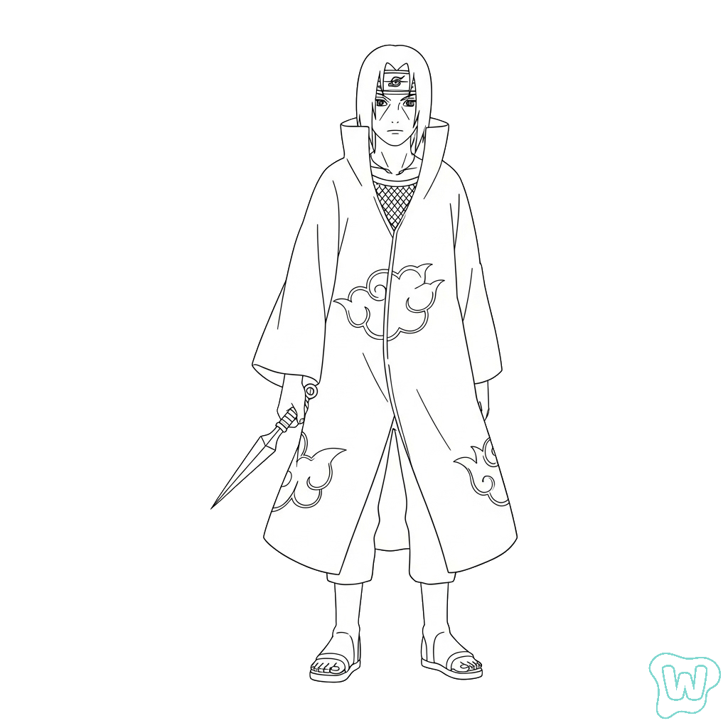 páginas para colorear para niños Itachi Uchiha