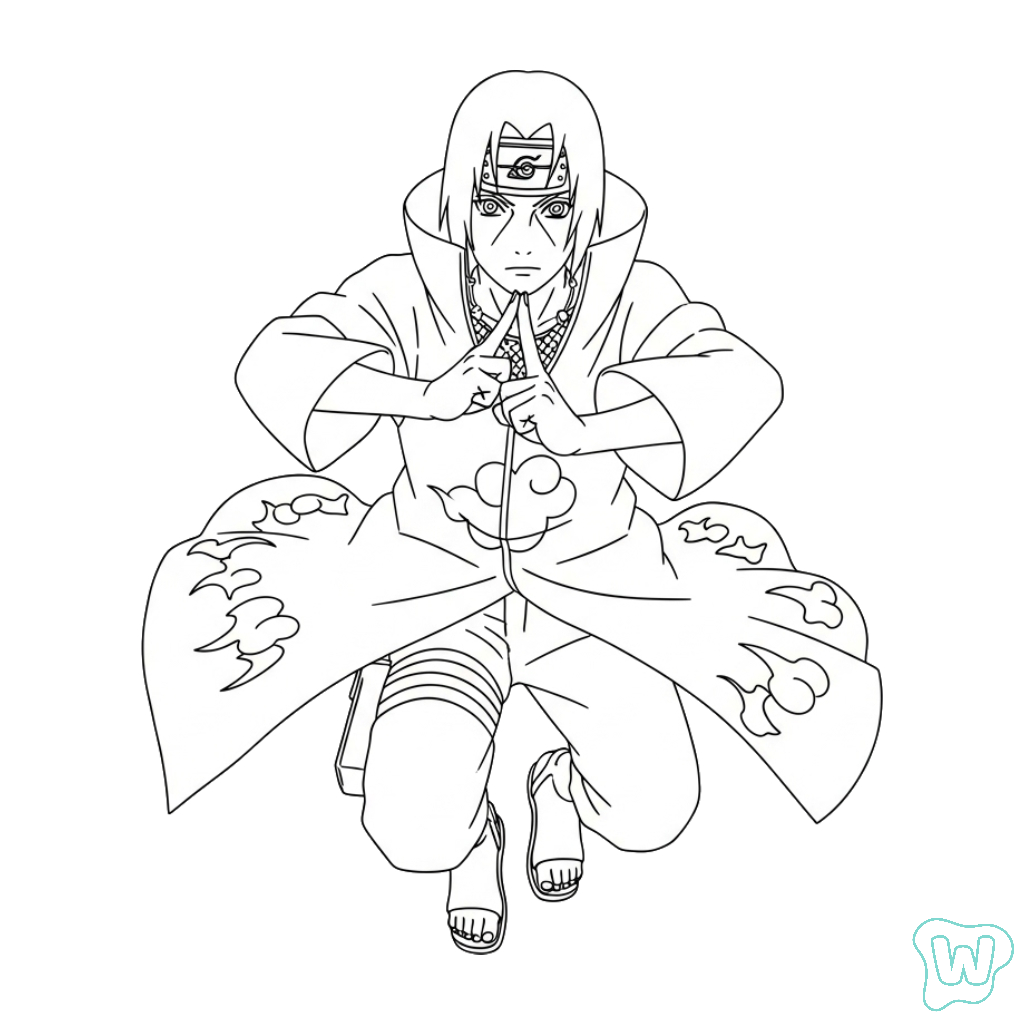 páginas para colorear gratis para adultos Itachi Uchiha