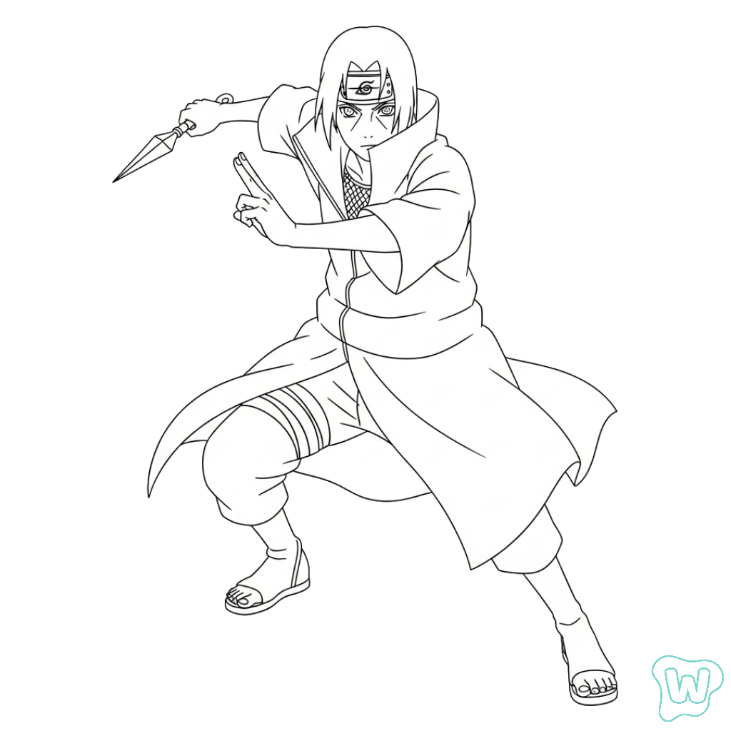 páginas para colorear gratis Itachi Uchiha