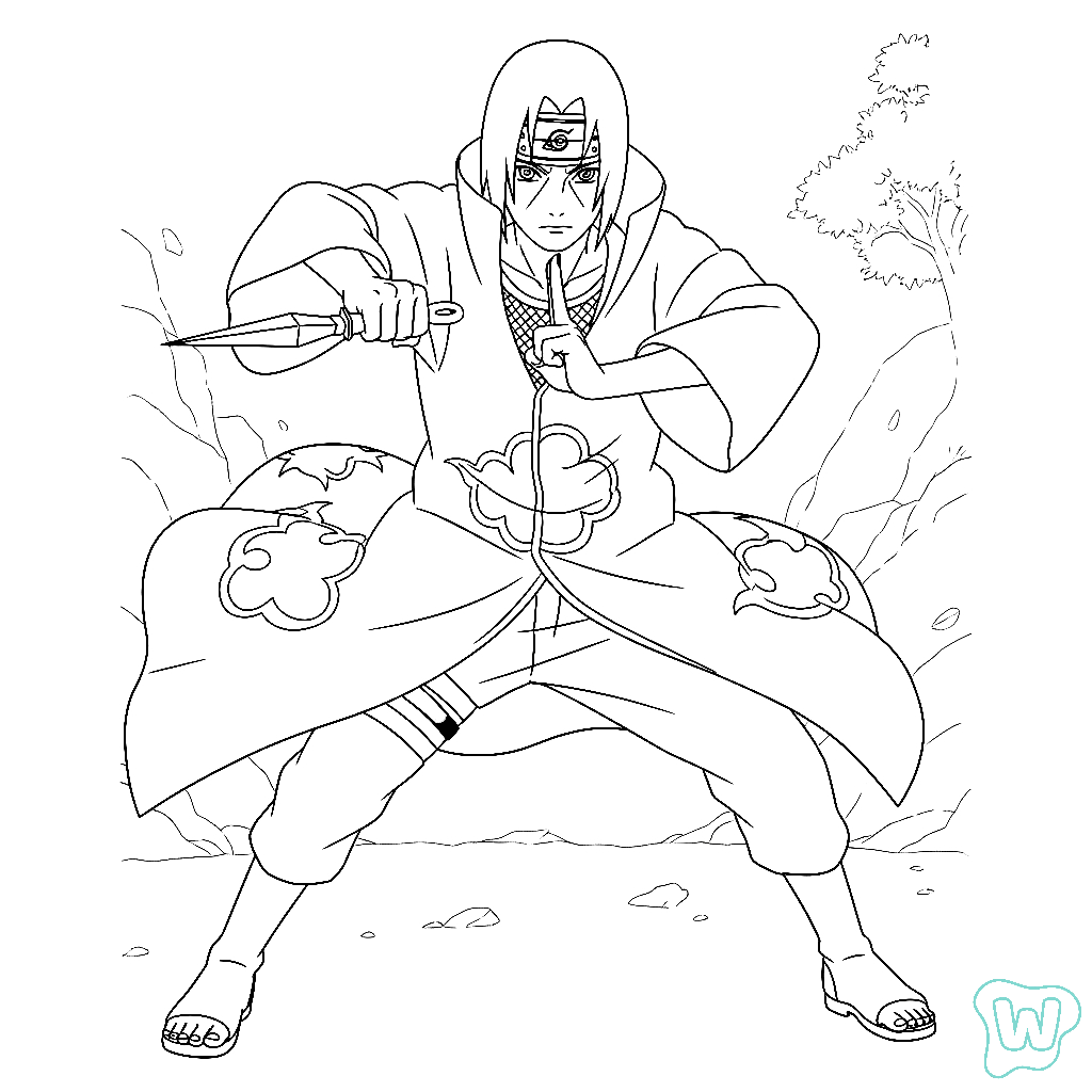 páginas para colorear de árboles Itachi Uchiha gratis