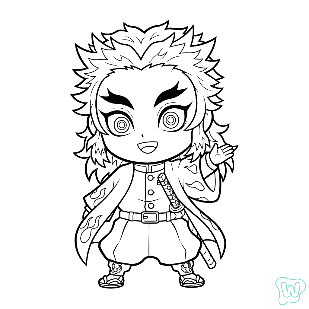 Kyojuro Rengoku para colorear y Imprimir PDF gratis