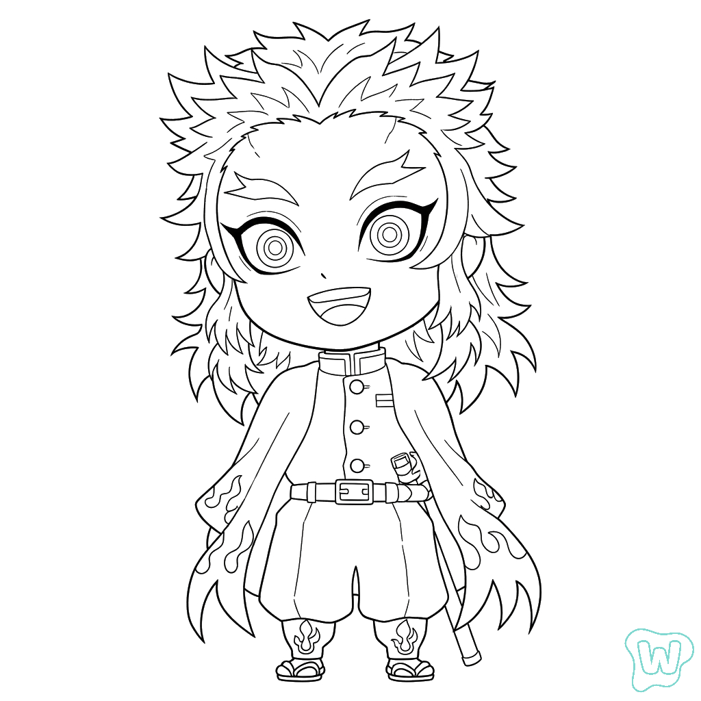 páginas para colorear imprimibles gratis Kyojuro Rengoku