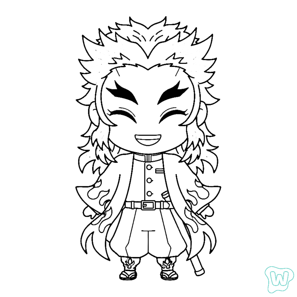 felices páginas para colorear Kyojuro Rengoku