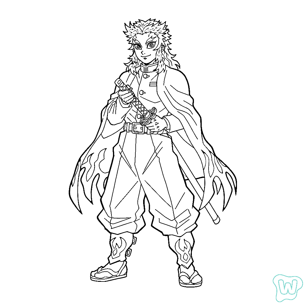 Kyojuro Rengoku dibujos para colorear