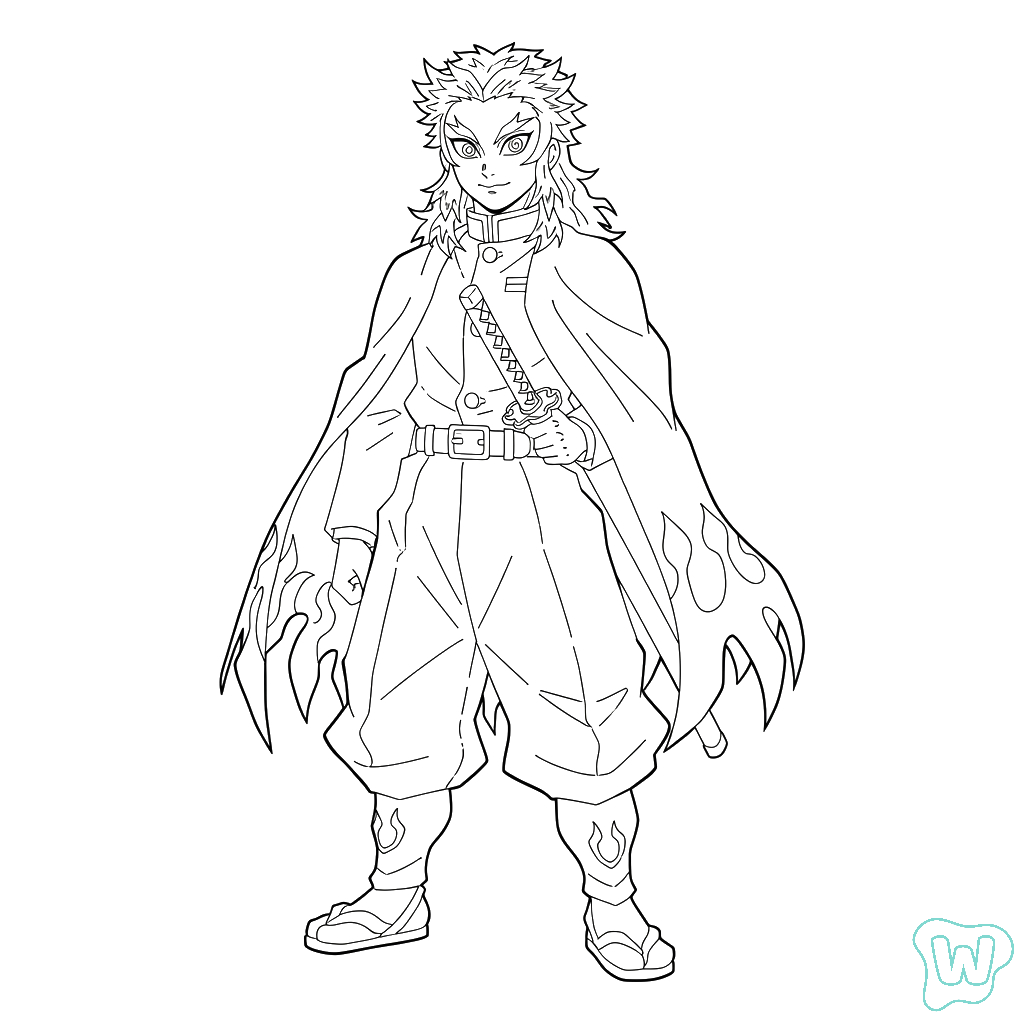 para colorear Kyojuro Rengoku 1