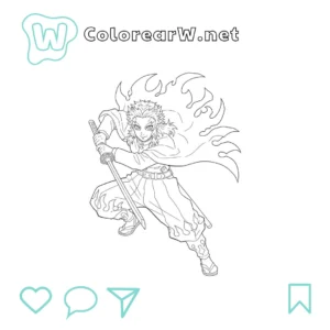 Kyojuro Rengoku para colorear (PDF para imprimir gratis) thumbnail