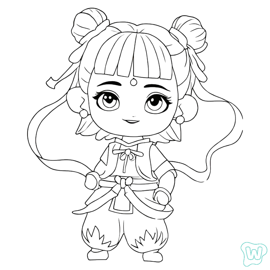 Ne Zha dibujos para colorear y Imprimir PDF gratis