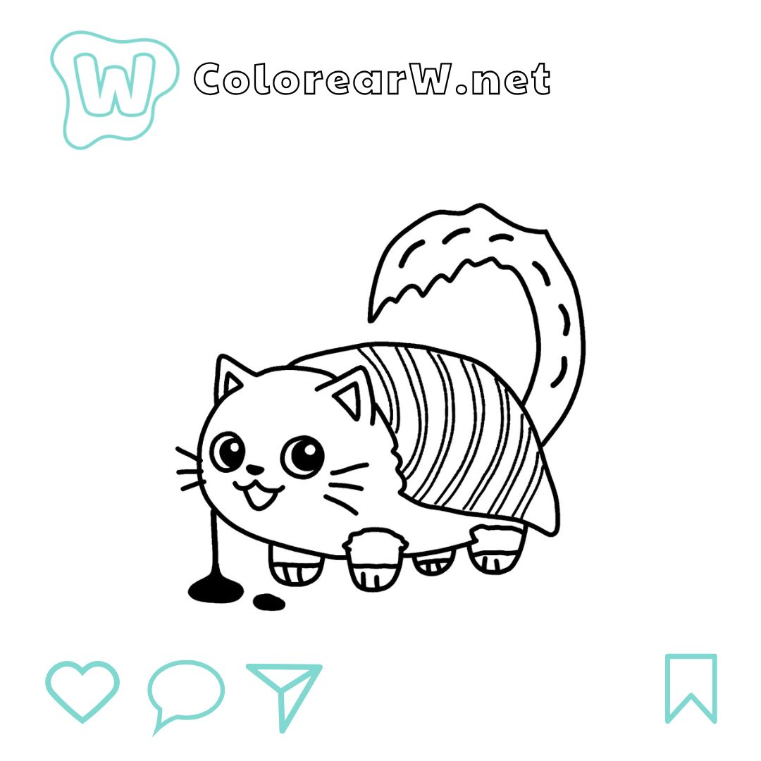 Pussini Sushini para colorear (PDF para imprimir gratis) thumbnail