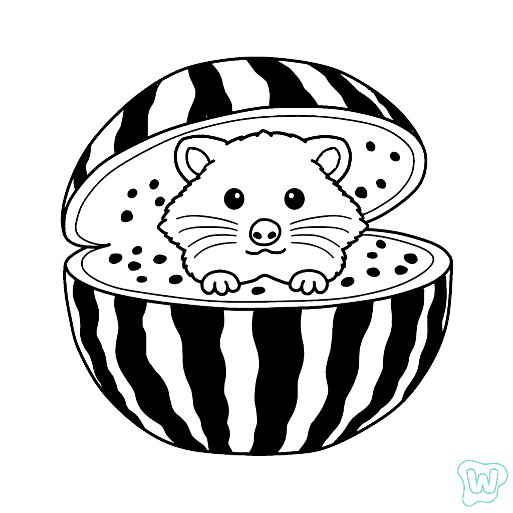 páginas para colorear gratis Raccooni Watermelunni