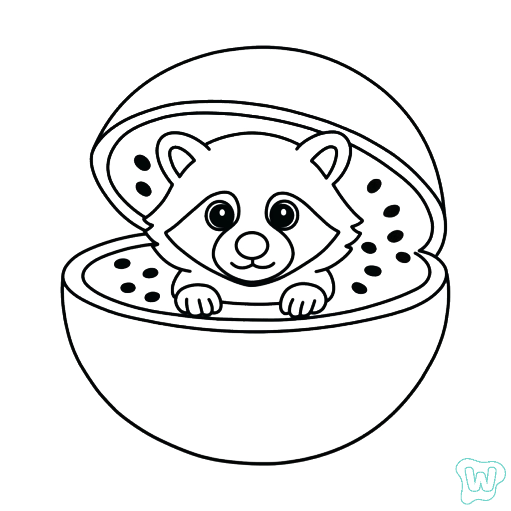 Raccooni Watermelunni PDF para imprimir gratis
