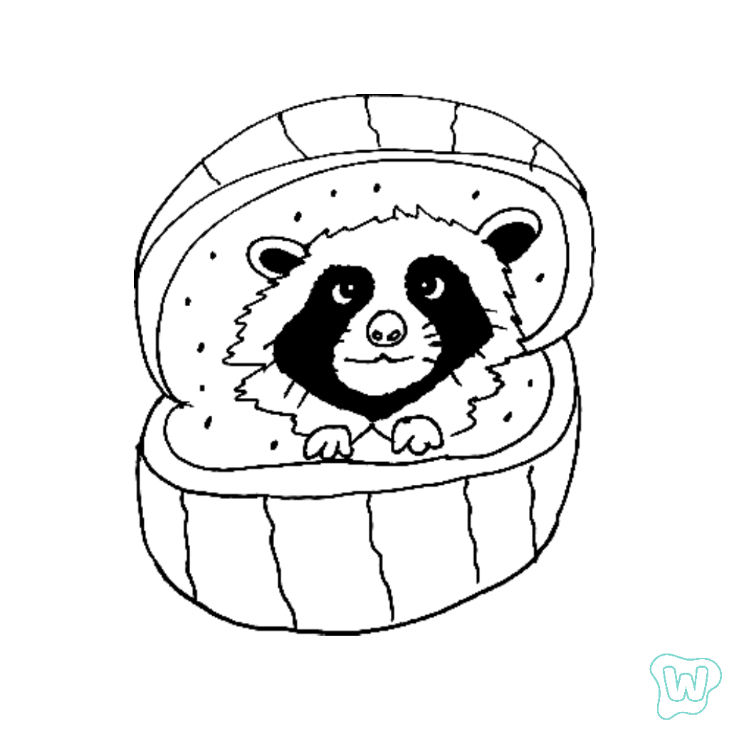 Raccooni Watermelunni páginas para colorear gratis 1