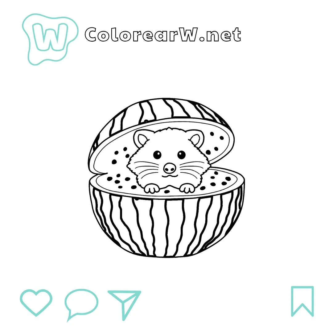 Raccooni Watermelunni para colorear (PDF para imprimir gratis) thumbnail