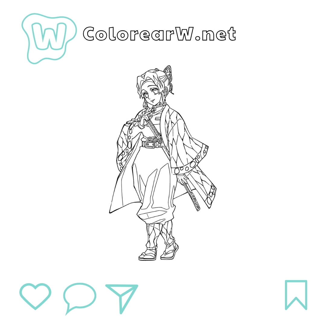 Shinobu Kocho para colorear (PDF para imprimir gratis) thumbnail