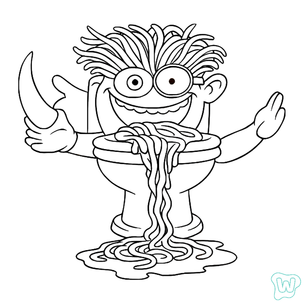 felices páginas para colorear Spaghetti Tualetti