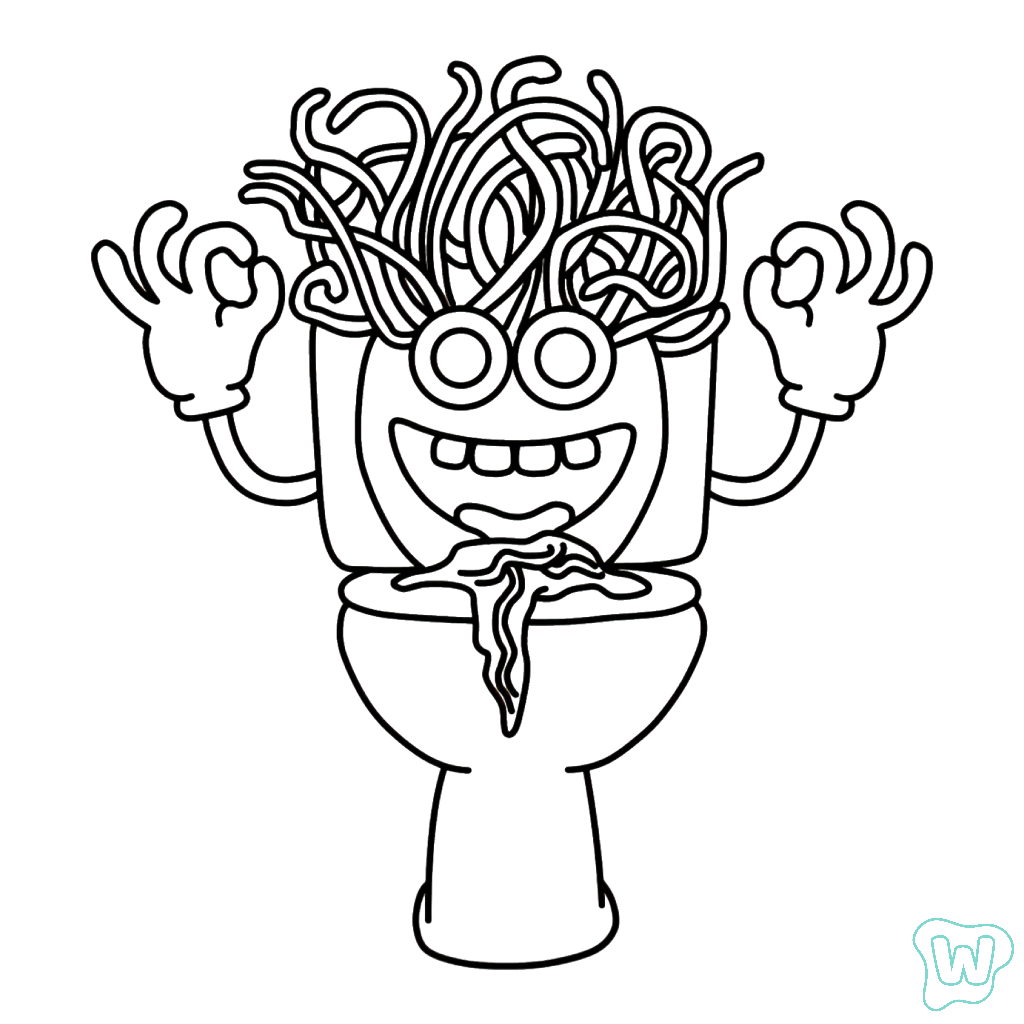 páginas para colorear imprimibles Spaghetti Tualetti para adultos