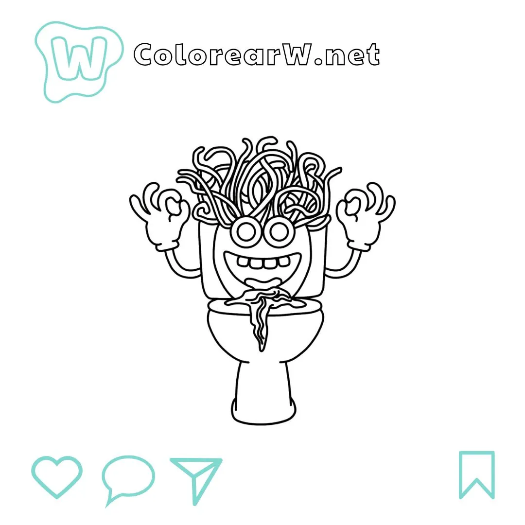 Spaghetti Tualetti para colorear (PDF para imprimir gratis) thumbnail