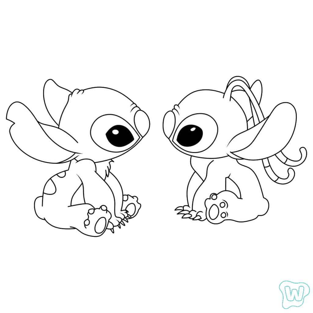 Stitch and Angel dibujos para colorear grinch