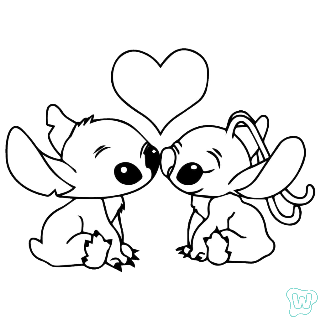 colorear y Imprimir PDF gratis Stitch and Angel 1
