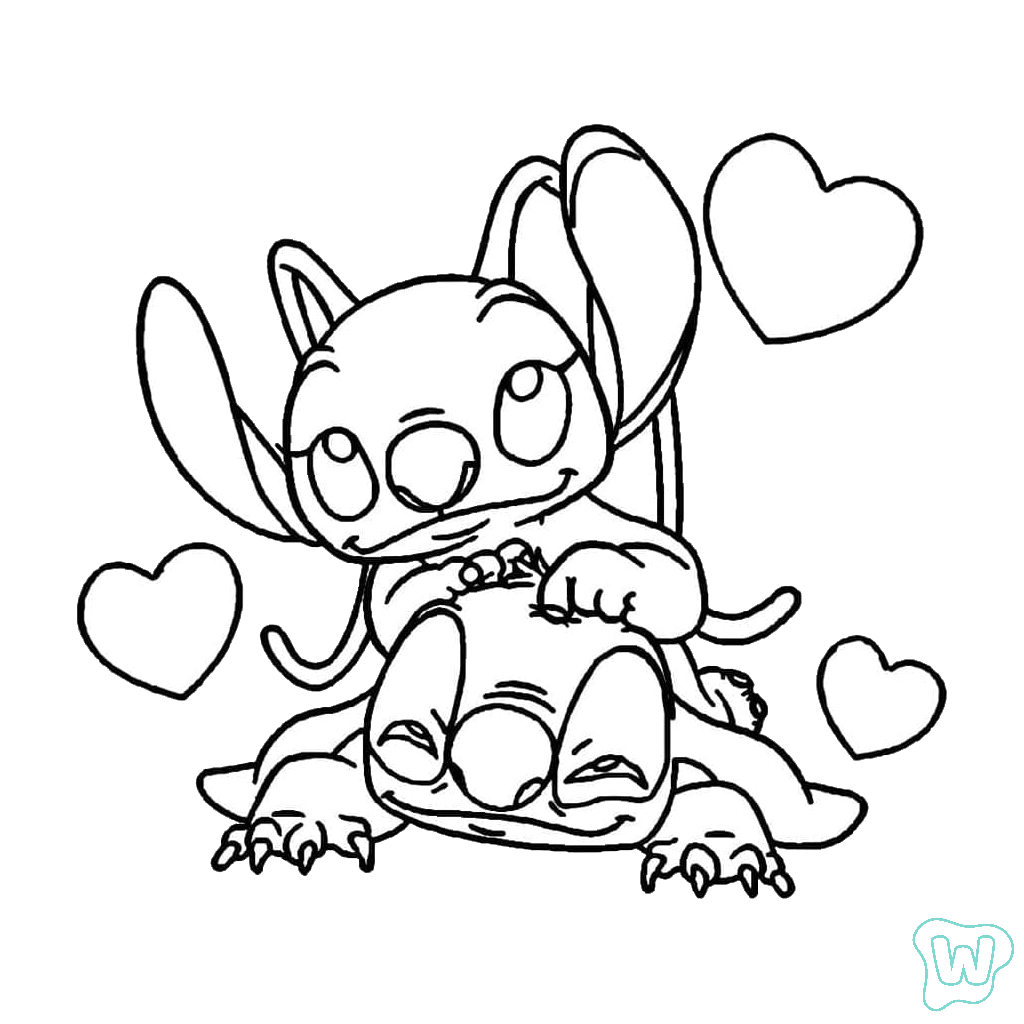 Stitch and Angel adornos para colorear