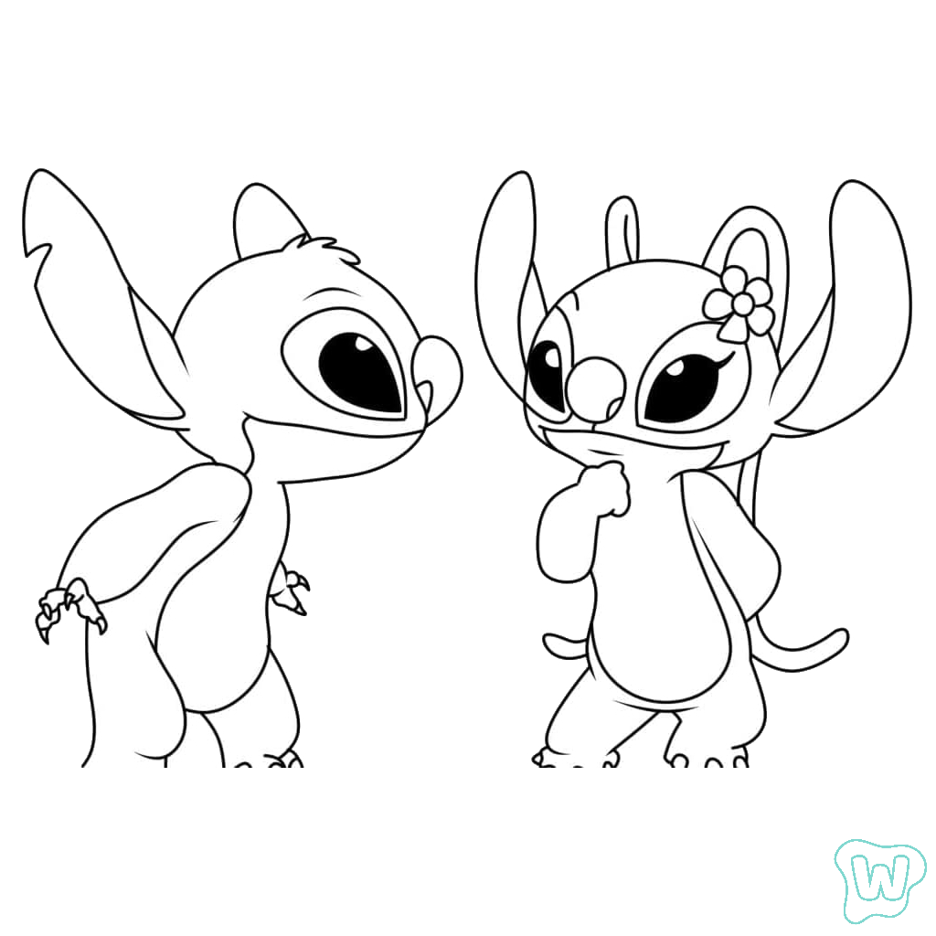 dibujos para colorear grinch Stitch and Angel