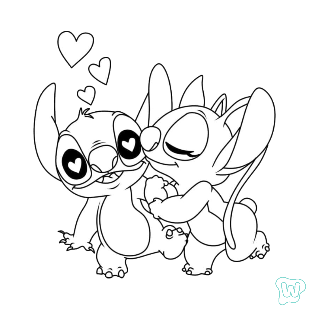Stitch and Angel dibujos para colorear