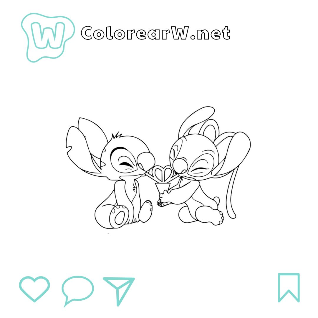 Stitch and Angel para colorear (PDF para imprimir gratis) thumbnail