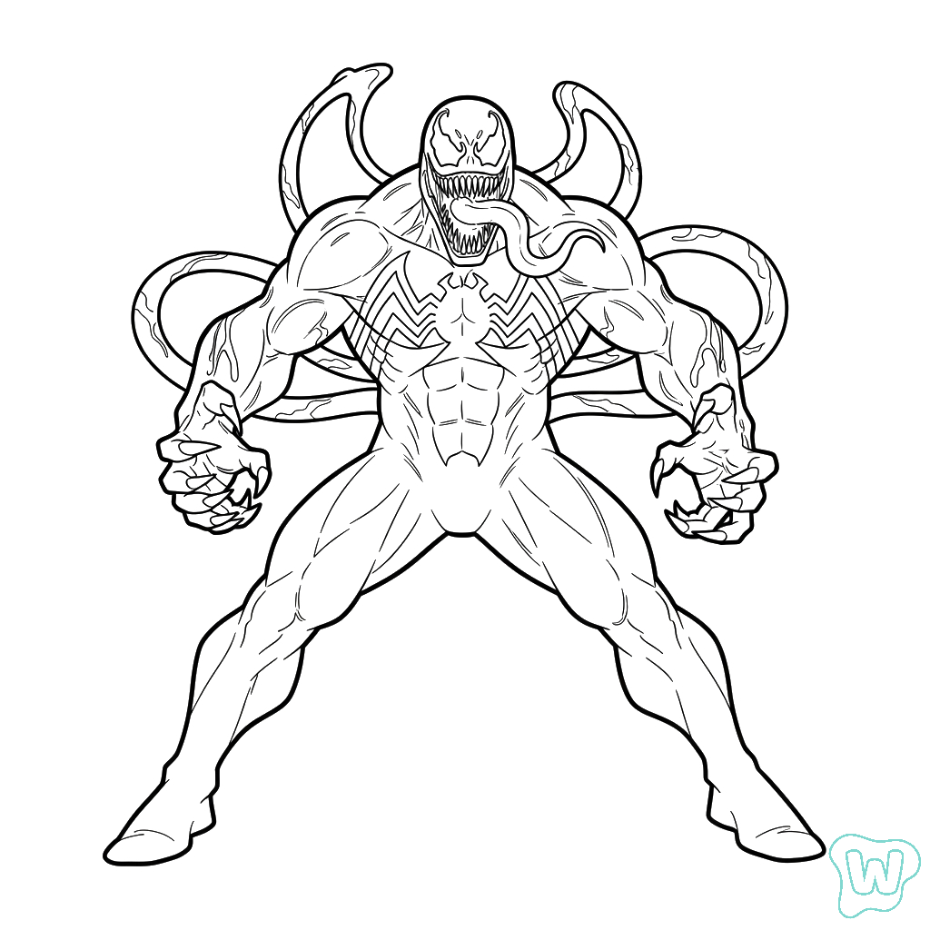 páginas para colorear detalladas de Venom para adultos